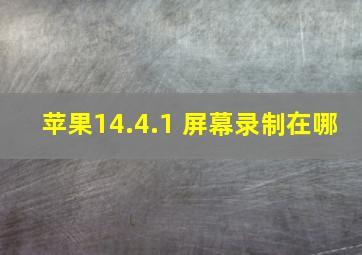 苹果14.4.1 屏幕录制在哪